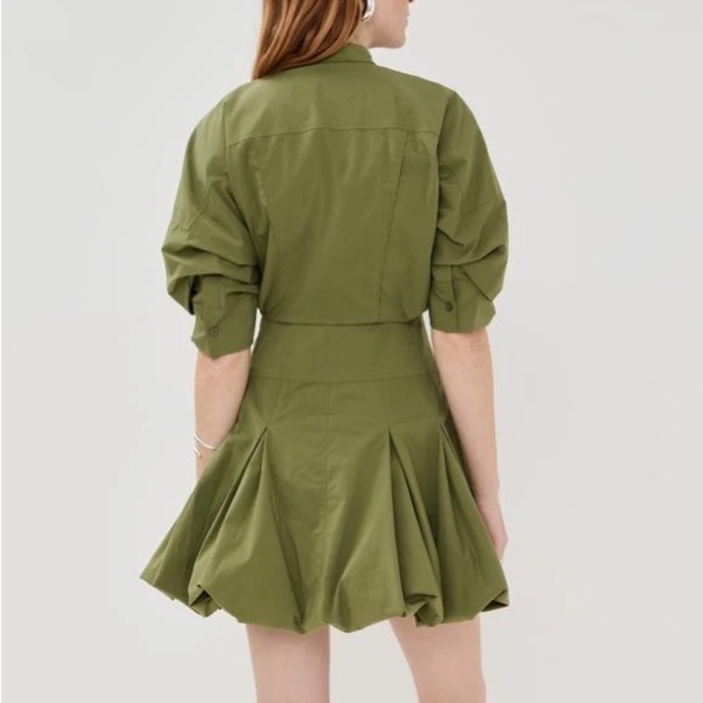 Simkhai Effie Bubble Mini Dress Olive Green Size 6 - Picture 4 of 13